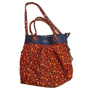 Hadaki Multi-Color Tote Shoulder Bag Work Travel Diaper Bag Orange Navy Blue